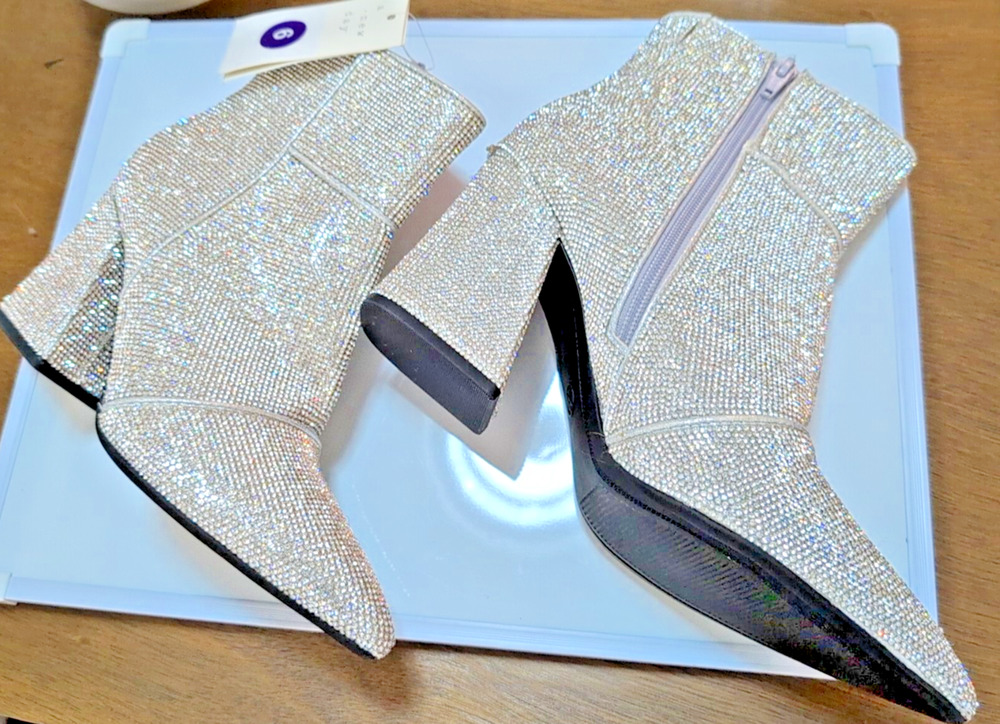 NWT A New Day Size 9 Cailin Silver Glitter Ankle Boots nice! msrp 49.99